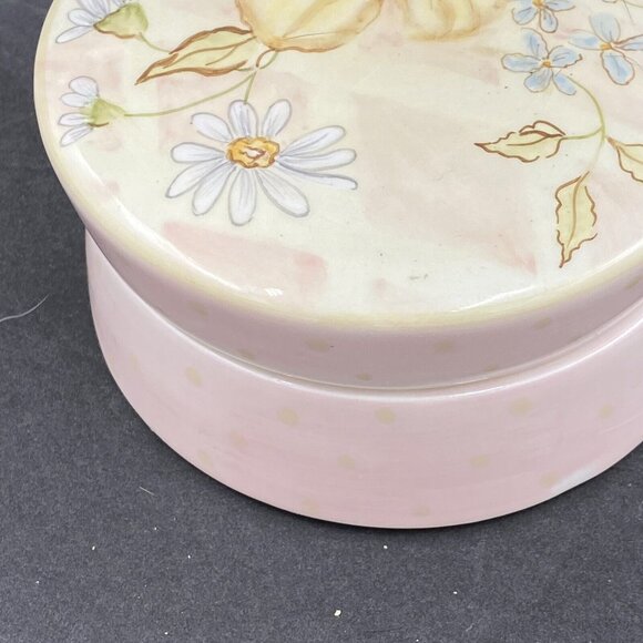 Vtg Tracy Porter Trinket Box Lid Embrace the Sweetness Life Pink Floral Round - Picture 5 of 13